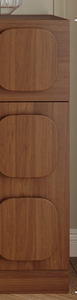 Meuble de rangement en bois foncé très prisé, étagère de sol minimaliste à panneaux carrés arrondis pour l'aménagement moderne de la maison et du bureau - Product Image 2