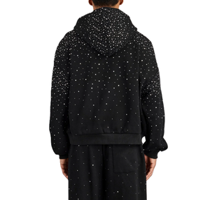 DISCOVER-IMPEX Sweat à capuche tricoté unisexe noir 100% coton, coupe régulière, doublé, écologique, avec strass et finition spray wash, collection hiver - Product Image 3