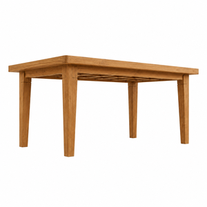 Mesa de Comedor Rectangular Moderna de Madera de Teca Sólida, Diseño Contemporáneo con Patas Cónicas y Rejilla Empotrada, Ecológica e Impermeable, para 10 Personas - Product Image 2