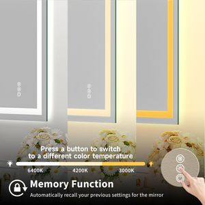 Espejo LED plateado sin marco ecológico de 60x36 con tiras de luz LED dobles iluminación delantera y trasera - Product Image 3