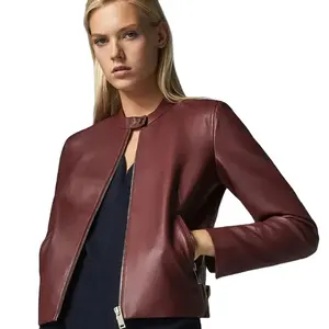 Veste en cuir pour femmes avec logo décoratif Veste en cuir pour femmes à la mode pour le printemps et l'automne