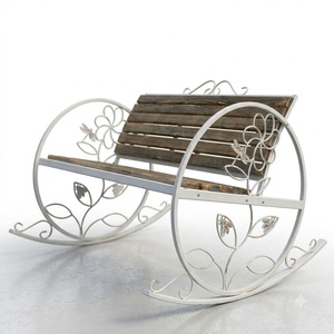 Banc de jardin 2 places en fer forgé artisanal, design européen antique, résistant aux intempéries, pour mobilier de jardin extérieur - Product Image 1