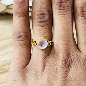 Unique Design Boho Geometric <b>Rings</b> Dainty Brass Jewelry For Women 18k <b>Gold</b> Plated Rose Quartz <b>Cocktail</b> <b>Ring</b> For Wholesale OEM - Product Image 6