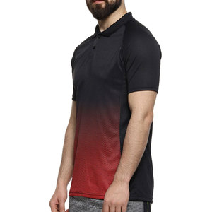 Polo personnalisé en polyester pour homme, noir et rouge, pour entraînement sportif professionnel, vêtements décontractés, nouvelle technologie - Product Image 3