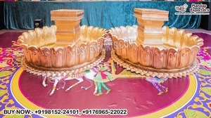 Décoration de cérémonie de mariage sud-indienne Pithi, thème Grand Jardin Lotus, aménagement de cérémonie Haldi, décoration d'événement Haldi traditionnel, New York - Product Image 4