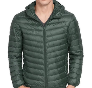 Veste matelassée légère à capuche pour homme, coupe-vent, fermeture éclair intégrale, fine, décontractée, verte - Product Image 5