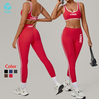 Dames fitness active wear zachte sportkleding workout kleding 4-weg stretch contrastkleuren 3-delige yoga leggings sets