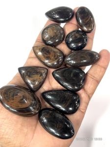 Obsidienne naturelle œil de feu, pierres précieuses brutes, cabochons, formes et tailles variées, environ 20 à 30 mm - Product Image 3