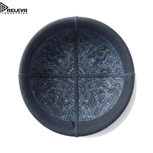 Bonnet tricoté haut de gamme pour adultes, motif circuit de cyclisme, gris foncé et bleu fluorescent, avec revers plié, style bonnet ajusté - Product Image 3
