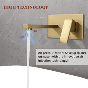 Rubinetto Monocomando a 2 Fori in Ottone da Parete per Lavabo e Vasca da Bagno, Finitura Oro Spazzolato, Valvola Non Inclusa - Non Adatto per Spedizione - Product Image 5