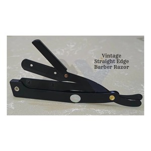 Professional <b>Black</b> Stainless Steel Barber Swing Lock Razor Premium Single Blade Straight <b>Edge</b> Mens Face Shaving Razor Free Blade - Product Image 2