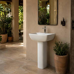 Lavabo Carré Moderne en Céramique Blanche avec Robinet à Levier, Évier Commercial en Granit 12L - Product Image 6