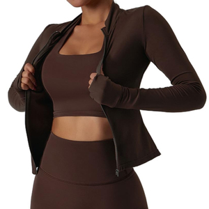 High Waist Leggings Sports Bra And <b>Zip</b> <b>Up</b> <b>Jacket</b> Workout Wear Yoga Set Women Three Piece Fitness Clothing Yoga Sets - Product Image 4