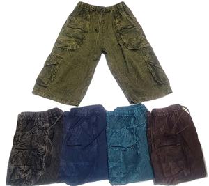 Pantalones Cortos de Algodón Lavado a la Piedra para Hombre, Estilo Hippie Bohemio, GC-AP-1352, Proveedor Mayorista de la India - Product Image 1