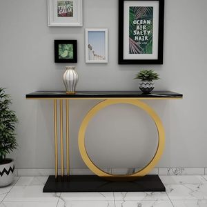 Modern Gold Stainless Steel Console <b>Table</b> Black Marble Top Luxury Entryway <b>Sofa</b> <b>Table</b> for Living Room - Product Image 3