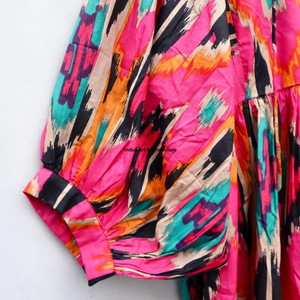 Beautiful floral Cotton Block Printed dress Dress For Casual wear Hand Block Printed Dress - Product Image 3