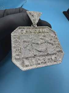 Hip Hop Logo Jewelry Men's Iced Out Custom Letter <b>Pendant</b> 925 Sterling <b>Silver</b> VVS Moissanite Diamond Name <b>Initial</b> Logo <b>Pendant</b> - Product Image 2