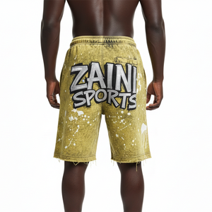 Shorts de Felpa para Mujer con Lavado Ácido, 320 GSM, Algodón y Poliéster, Amarillo Mostaza, Negro, Blanco, Logotipo Estampado, Shorts para Hombre - Product Image 2