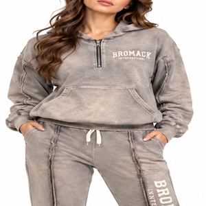 Women’s Tracksuit Two Piece Set Hooded Top Matching <b>Jogger</b> Bottoms Manufacturer Casual Sportswear Relaxed Design Custom Set - Product Image 6