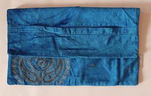 Turquoise Velvet Embroidered Cushion Cover Square Bohemian Style Home <b>Decor</b> <b>Pillow</b> Case with Gold Scroll Pattern - Product Image 5