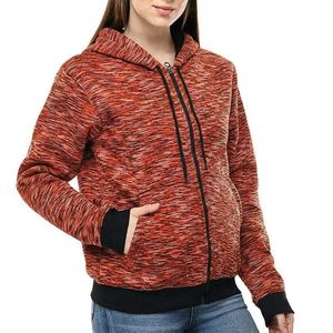 Sweat à capuche sportif unisexe en coton tricoté 100% lourd 370g, brodé, uni, à fermeture éclair intégrale, manches régulières, pour l'automne, POUR FEMMES - Product Image 6