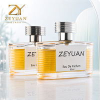 Flacon de parfum en verre à parois côtelées de luxe de 80 ml avec bouchon en alliage de zinc, emballage de parfum rectangulaire