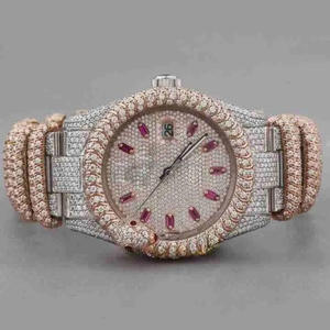 Montre pour homme de haute qualité, design bicolore, sertie de diamants VVS cultivés en laboratoire, en argent sterling 925 - Product Image 1