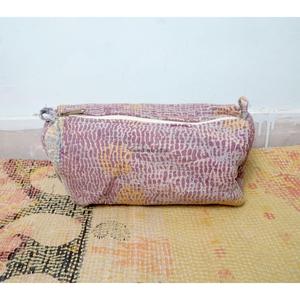 Indian Kantha patchwork Cotton Cosmetic Bag Set with Tassel Zipper Closure Vintage Style-Women's Travel Makeup Pouch - Product Image 5