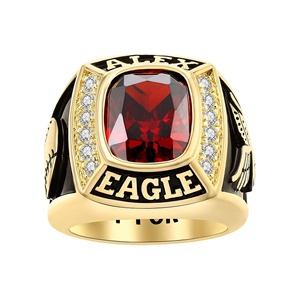 Anillo de Plata de Ley 925 Personalizado para Hombre, Anillo de Graduación Escolar o Universitaria con Piedra de Nacimiento, para Estudiantes - Product Image 1