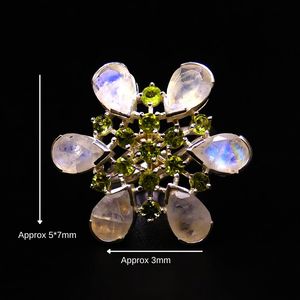 Wedding Wear 925 Sterling Silver <b>Peridot</b> White Rainbow Moonstone Silver Plated Jewelry Women Wear Classic <b>Ring</b> - Product Image 2