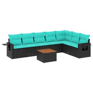 8 Piece Black Poly Rattan Patio <b>Sofa</b> <b>Set</b> with Cushions Garden <b>Sofas</b> - Product Image 2