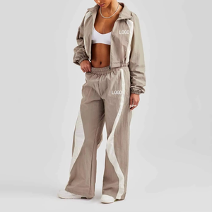 Women's Eco-Friendly Blue Hooded Windproof Tracksuit Full Sleeve Leopard Pattern Casual Zipper Front Sweatshirt and Pants Set - Product Image 5