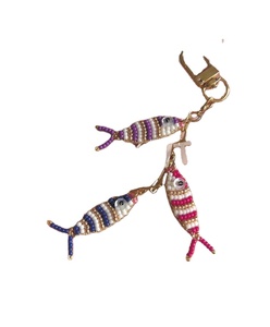 Colorful Durable Fish Beaded Hook Keychain Handmade Animal <b>Bag</b> <b>Charm</b> Cute Sea Life Accessories for Women Girls - Product Image 1