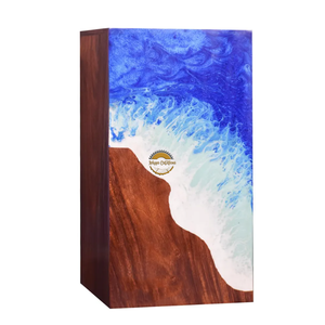 Urna Funeraria de Resina y Madera Natural Inspirada en el Océano, Caja para Cenizas con Diseño de Ola Azul Hecha a Mano por AYAANS - Product Image 6