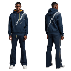 Survêtement évasé pour homme au style distinctif avec graphiques Midnight Voltage et coupe large premium tendance - Product Image 1