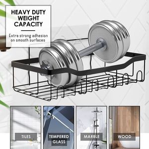 Organisateur de douche mural robuste sans perçage, lot de 5, étagère d'angle noire pour salle de bain - Product Image 3