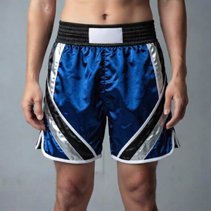 Shorts de boxe bleus pour hommes avec broderie Phénix doré en polyester, confortables pour toutes les saisons, vêtements d'entraînement NOVERA INDUSTRIES - Product Image 5