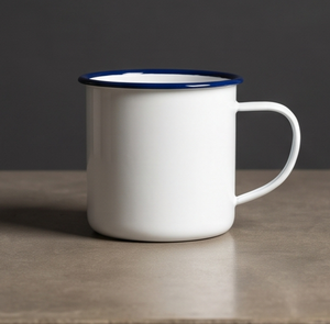 Solid White Iron <b>Enamel</b> <b>Mug</b> Classic Navy Blue Rim Metal Coffee Cup Wholesale Factory Direct Supply Partner Global Market Hub - Product Image 1