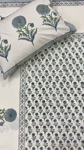 Natural Cotton Hand Block Printed Bedsheet Set with <b>Pillow</b> Covers, Indian Artisan Bedding, Soft Home Textile Wholesale Export - Product Image 3