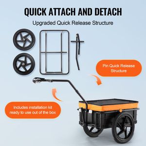 Chariot de vélo robuste, capacité de charge de 88 lb, remorque de transport pour vélo, pliable, rangement compact, attelage universel, conforme aux normes imperméables - Product Image 5