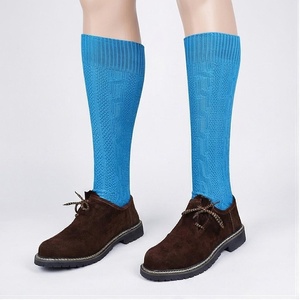 Blue <b>Knee</b> <b>High</b> Knitted <b>Socks</b> Solid Color Breathable Casual Style for Adults - Product Image 1