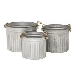 Tabletop Galvanized Planter Indoor <b>Plant</b> Pot Decorative Metal Flower Container Home <b>Decor</b> - Product Image 6
