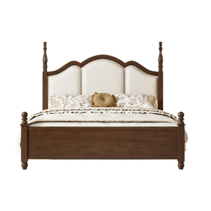 Base de Cama de Madera de Teca con Cabecera Acolchada - Product Image 1