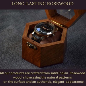 Estuche de Viaje para Reloj Individual para Hombre, Madera de Palisandro Oscuro, Tapa de Cristal, Organizador de Joyas de Lujo, Exhibidor de Relojes - Product Image 4
