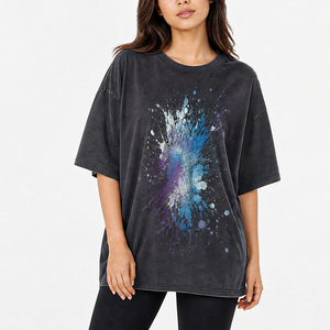 Women's Oversized Crew Neck T-<b>Shirt</b> With Blue Purple <b>Paint</b> Splatter Graphic Print Drop Shoulder Loose Fit T <b>shirt</b> for Women - Product Image 1