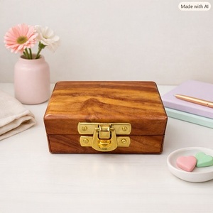 Boîtes en bambou naturel de qualité supérieure, avec couvercle à charnières et fermoir doré, pour bijoux et petits objets - Product Image 1