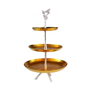 Soporte para Pastel de 3 Niveles CRAFT ASCENT TCAIB-002, Dorado y Plateado, de Aluminio, para Fiestas y Eventos de Lujo, Personalizado, Hecho a Mano, Elegante - Product Image 1