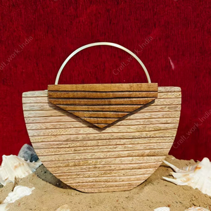 Bolso de mano de lujo de madera con asa semicircular de latón, bolso de mano de diseñador para fiestas, bodas y eventos nocturnos. - Product Image 5