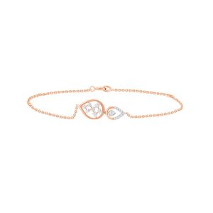 Bracelet chaîne en or rose avec diamant de laboratoire en forme de poire - Product Image 1