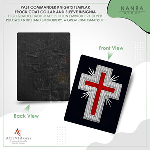 Past Commander Knights Templar Frock Coat Sleeve Insignia Silver | Masonic Regalia Accessories - Product Image 2
